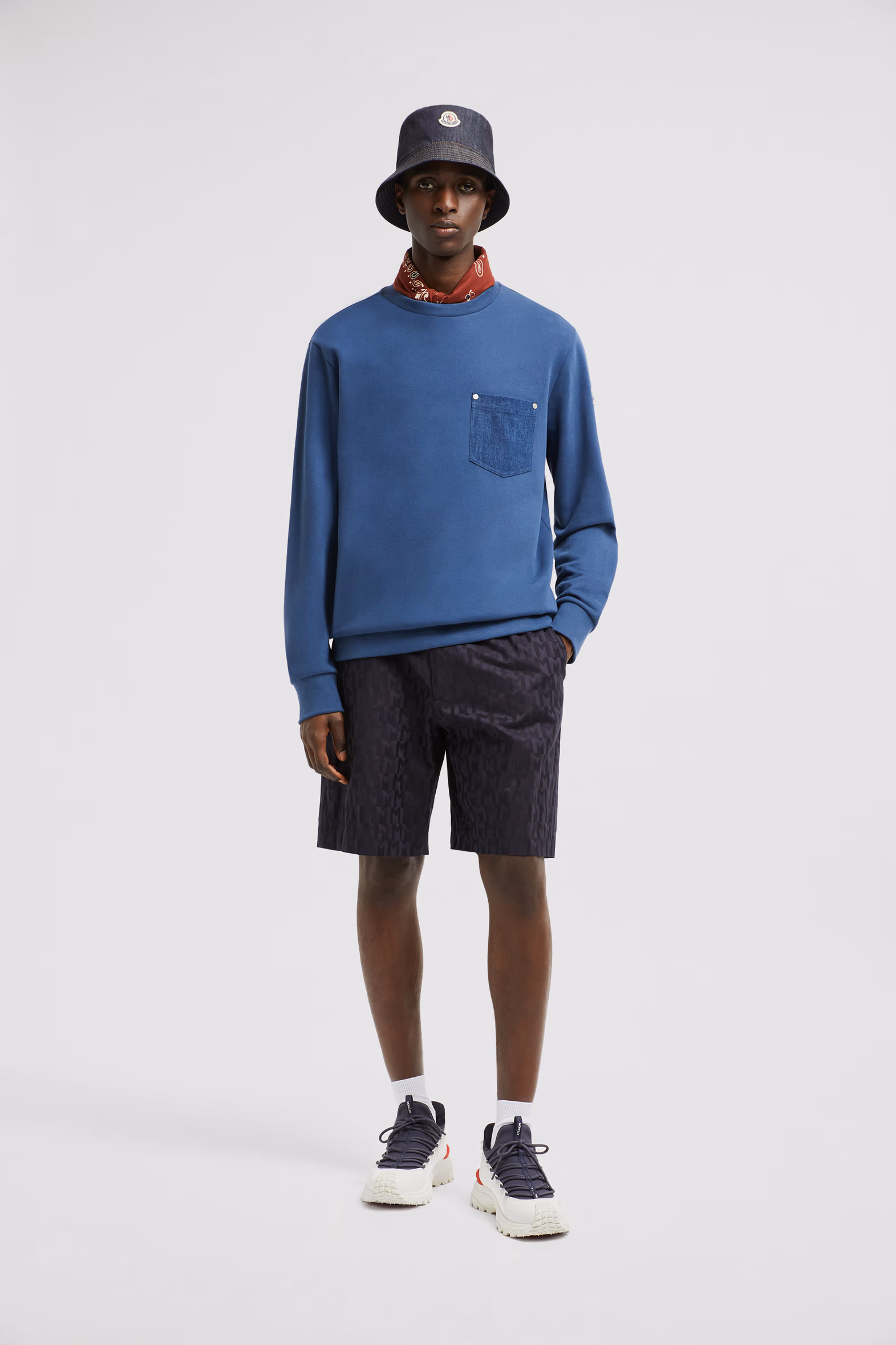 Cotton & Denim Sweatshirt Men Cobalt Blue Moncler 0